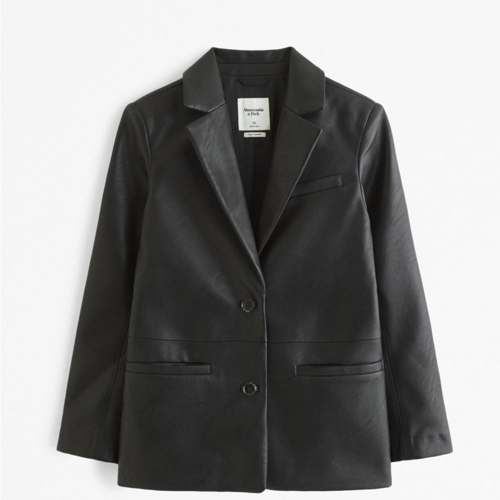 NWT Abercrombie & Fitch Black Vegan Leather Blazer